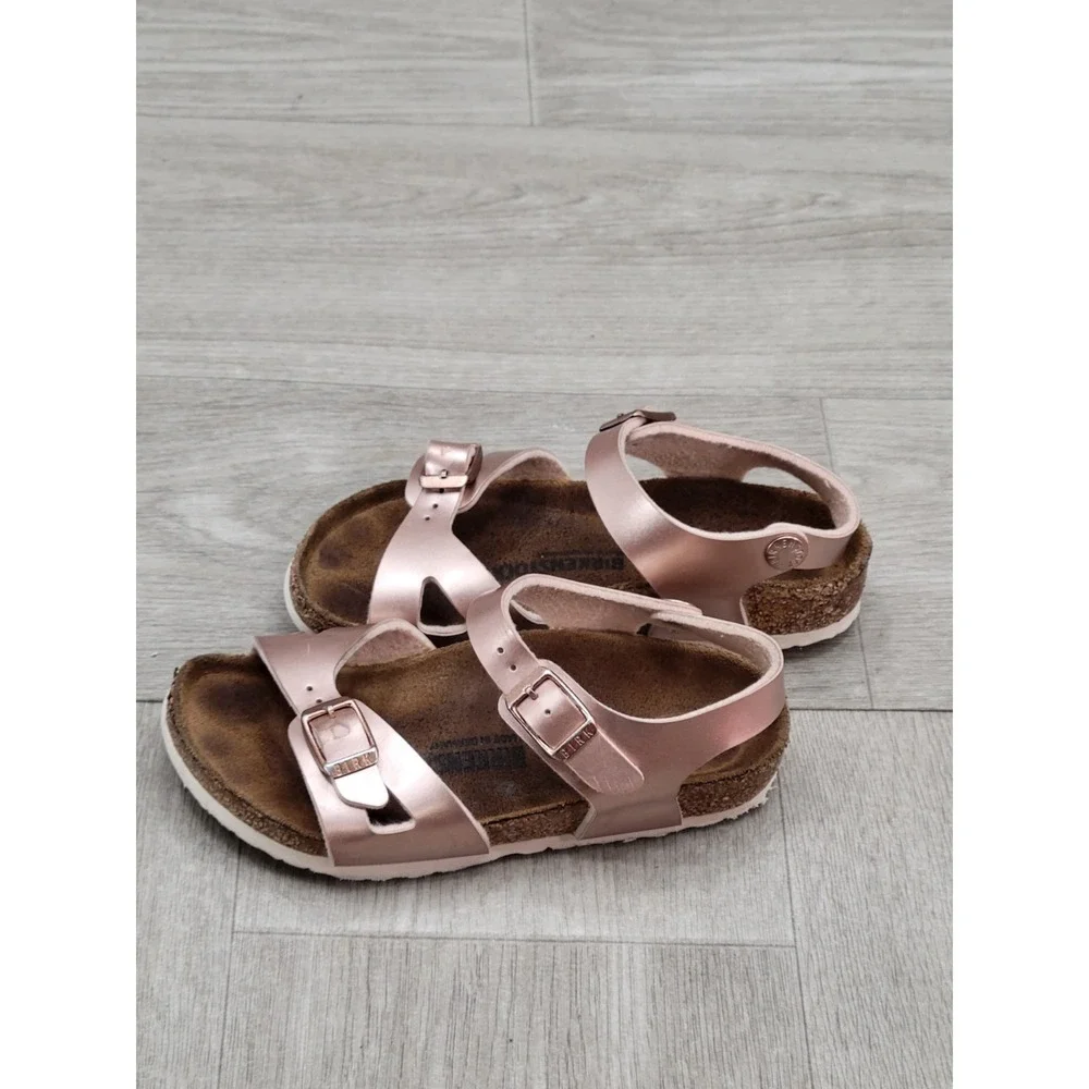 Birkenstock Rio Kids Sandals EU 28 US 10-10.5 Rose Gold Metallic Ankle Strap